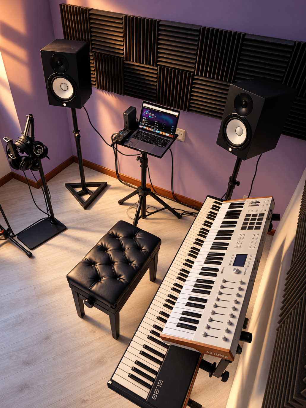 Sala Chick Corea: teclado, monitores y tratamiento acústico
